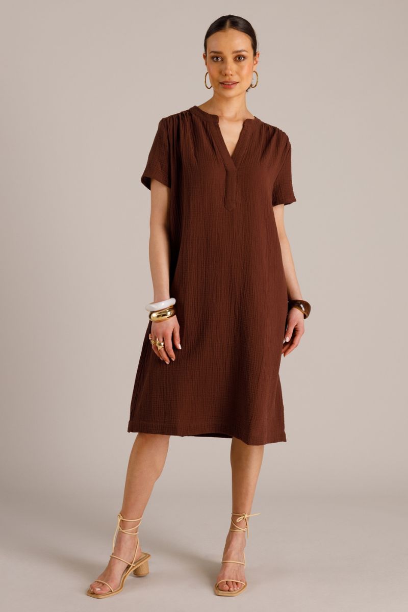 Yest Zion Essential jurk in Coffee Brown